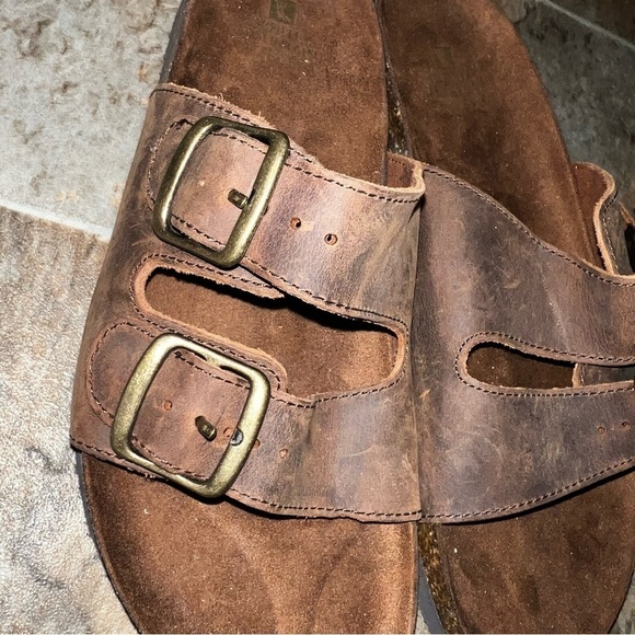 NEW White Mountain Helga Brown Double Strap Leather Slide Sandals - Picture 4 of 12